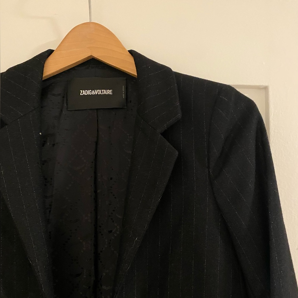 BEAUTIFUL ZADIG&VOLTAIRE PINSTRIPE BLACK BLAZER